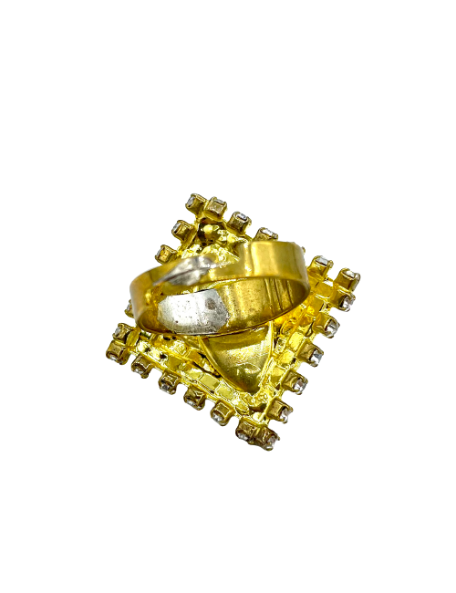 MARGUERITE DE VALOIS yellow and transparent rhinestones ring