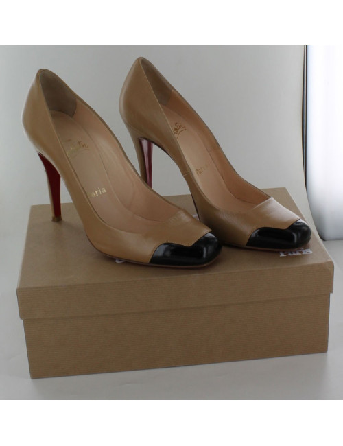 escarpins CHRISTIAN LOUBOUTIN T39 beige noir
