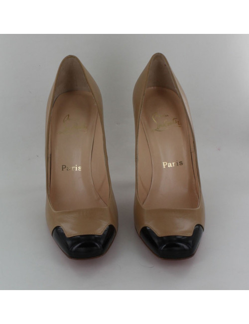 escarpins CHRISTIAN LOUBOUTIN T39 beige noir
