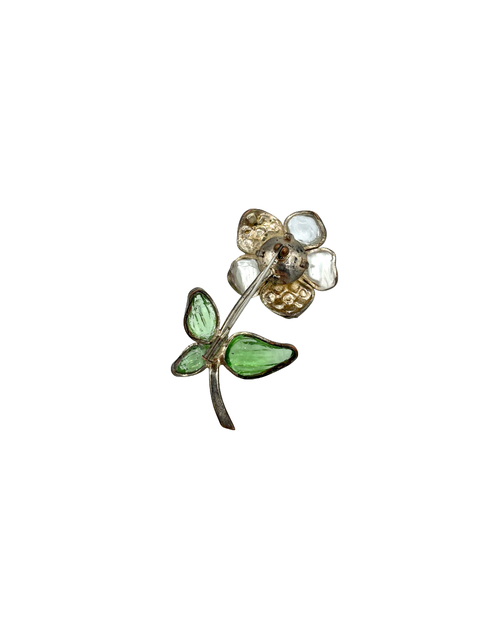 Broche fleur pâte de verre