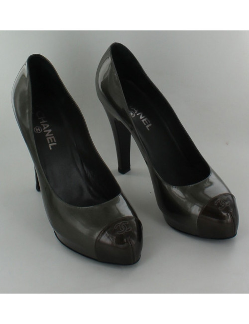 escarpins CHANEL T 42 vernis bronze