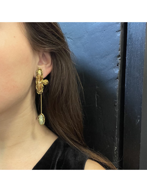 CHRISTIAN LACROIX Vintage Pendants Clip-on Earrings Certified Occasion