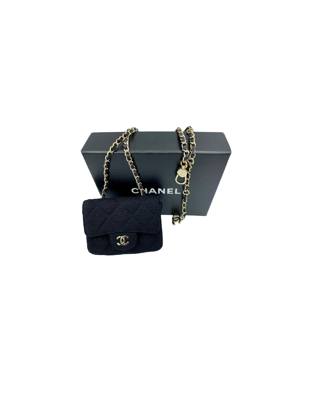 Ceinture sac charms CHANEL cuir et métal doré
