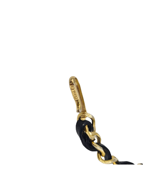 Ceinture CHANEL chaine dorée et cuir noir Vintage