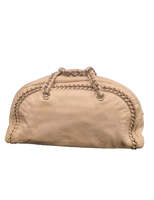 Bowling CHANEL cuir beige irisé GM