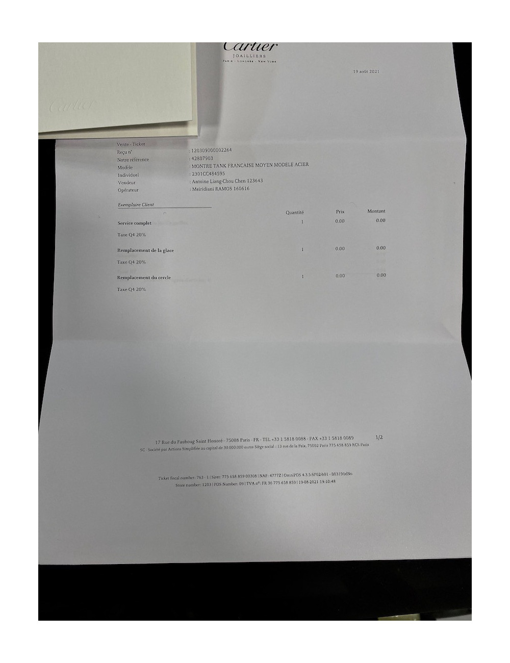 Montre CARTIER Tank française acier 