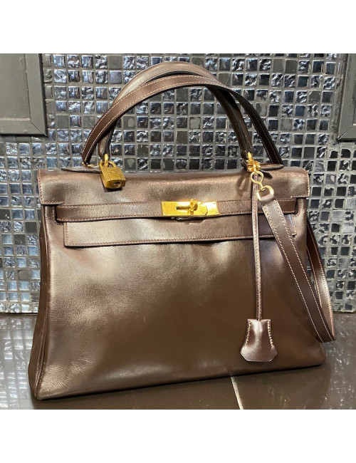 Sac Kelly 28 Hermes vintage marron