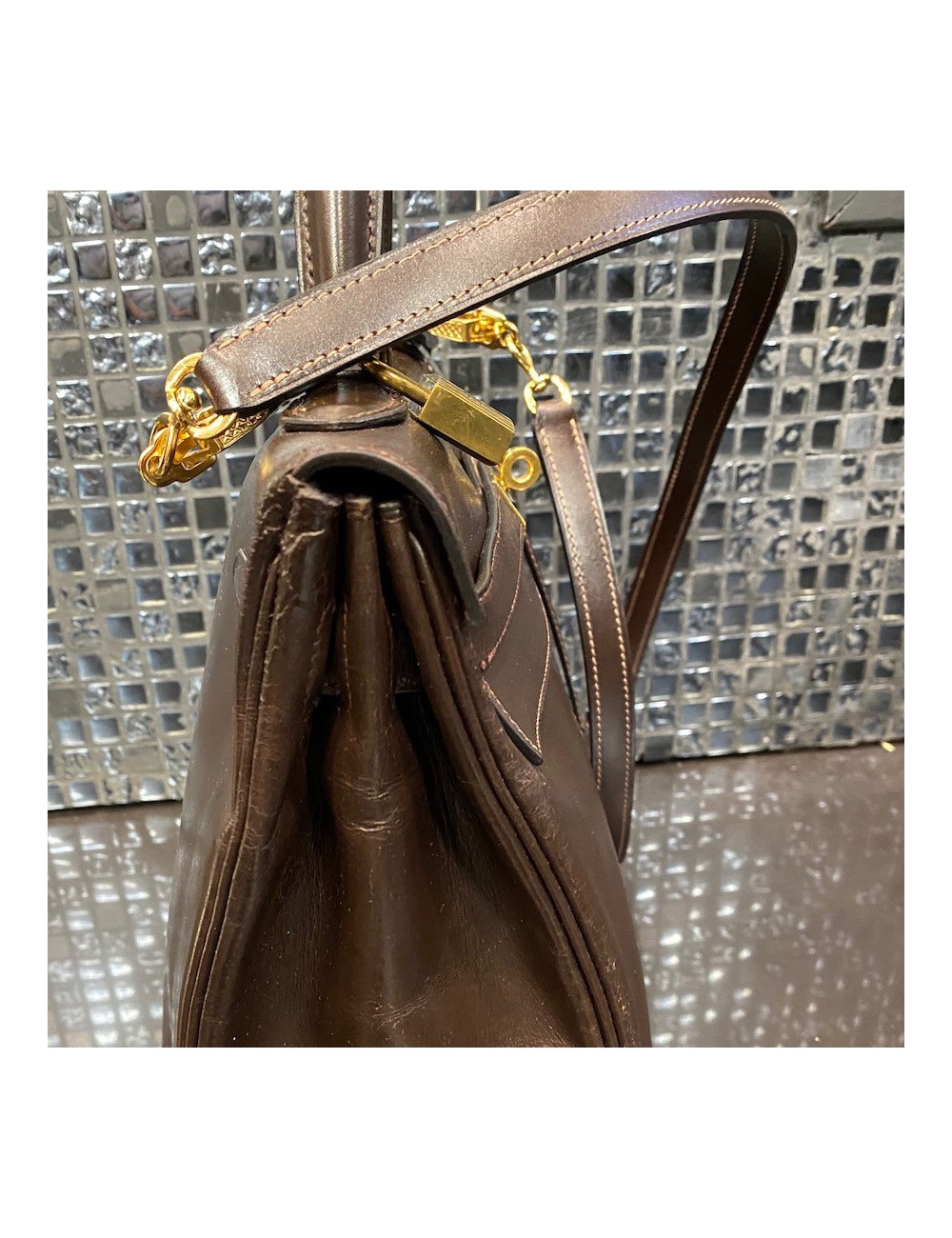 Sac Kelly 28 Hermes vintage marron