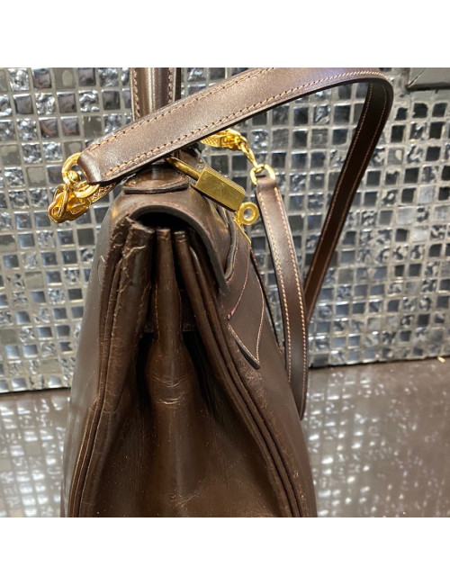 Sac Kelly 28 Hermes vintage marron