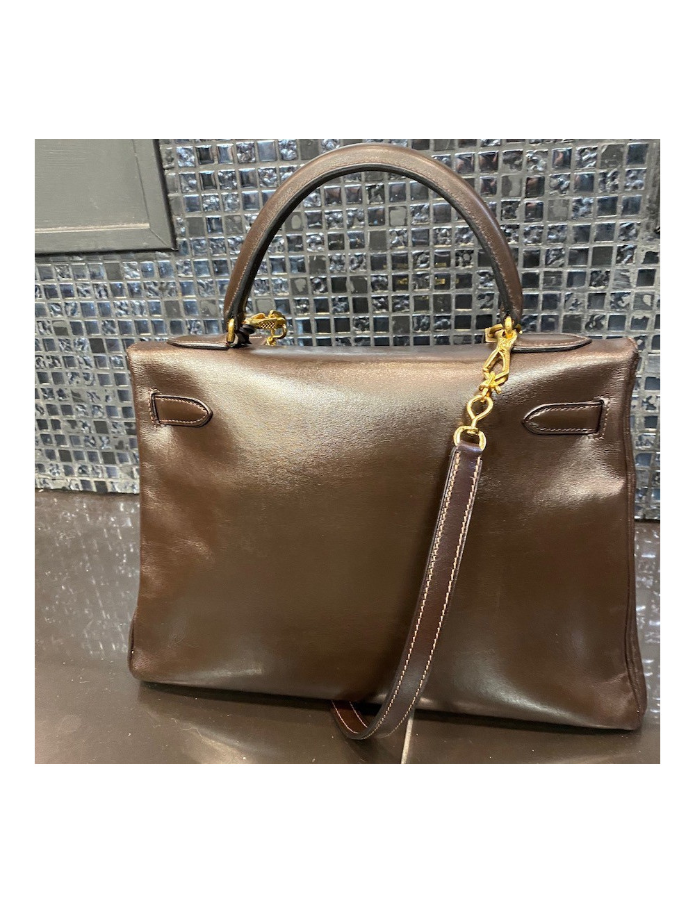 Sac Kelly 28 Hermes vintage marron
