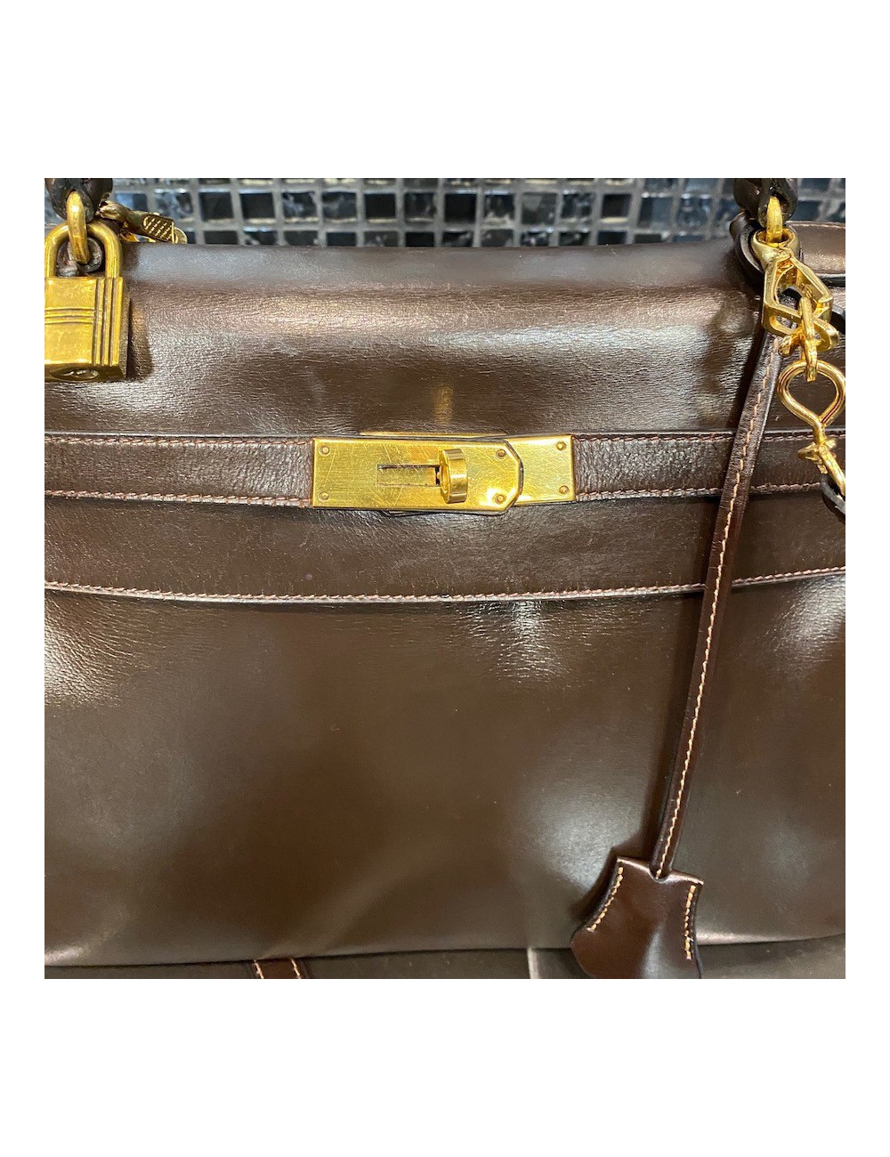 Sac Kelly 28 Hermes vintage marron