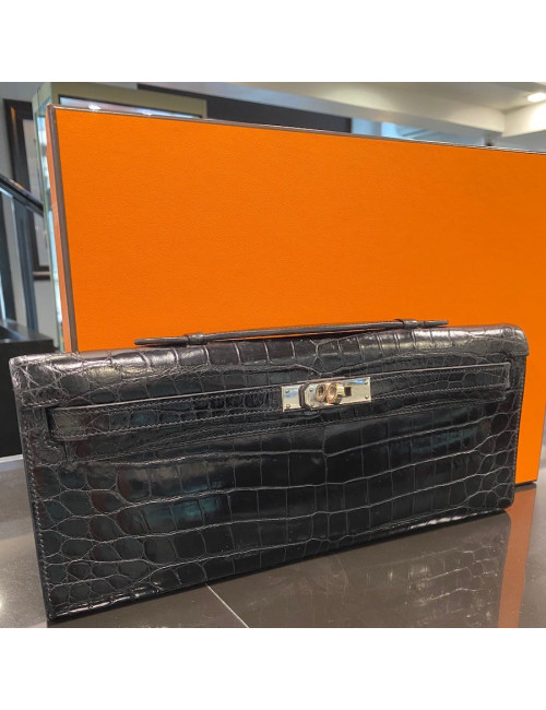 Kelly pochette HERMES crocodile du Nil noir