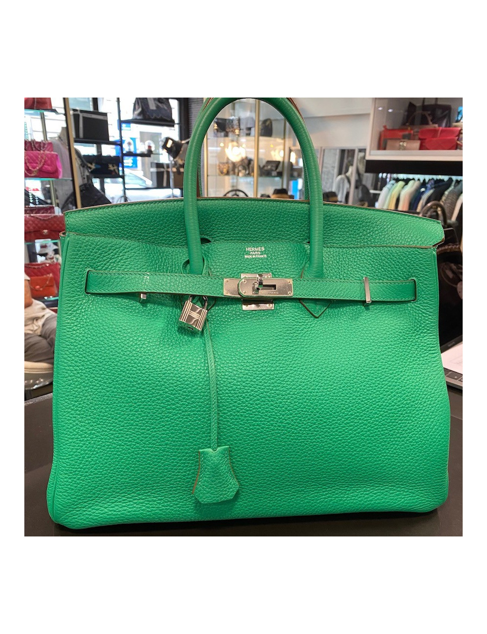 Birkin 35 vert bambou