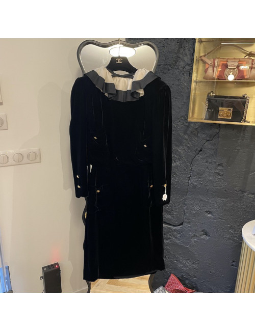 Robe cocktail CHANEL velours de soie noir