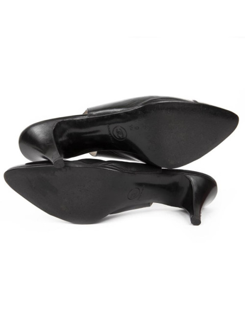 Sandales CHANEL T 9.5 (40.5) cuir d'agneau noir