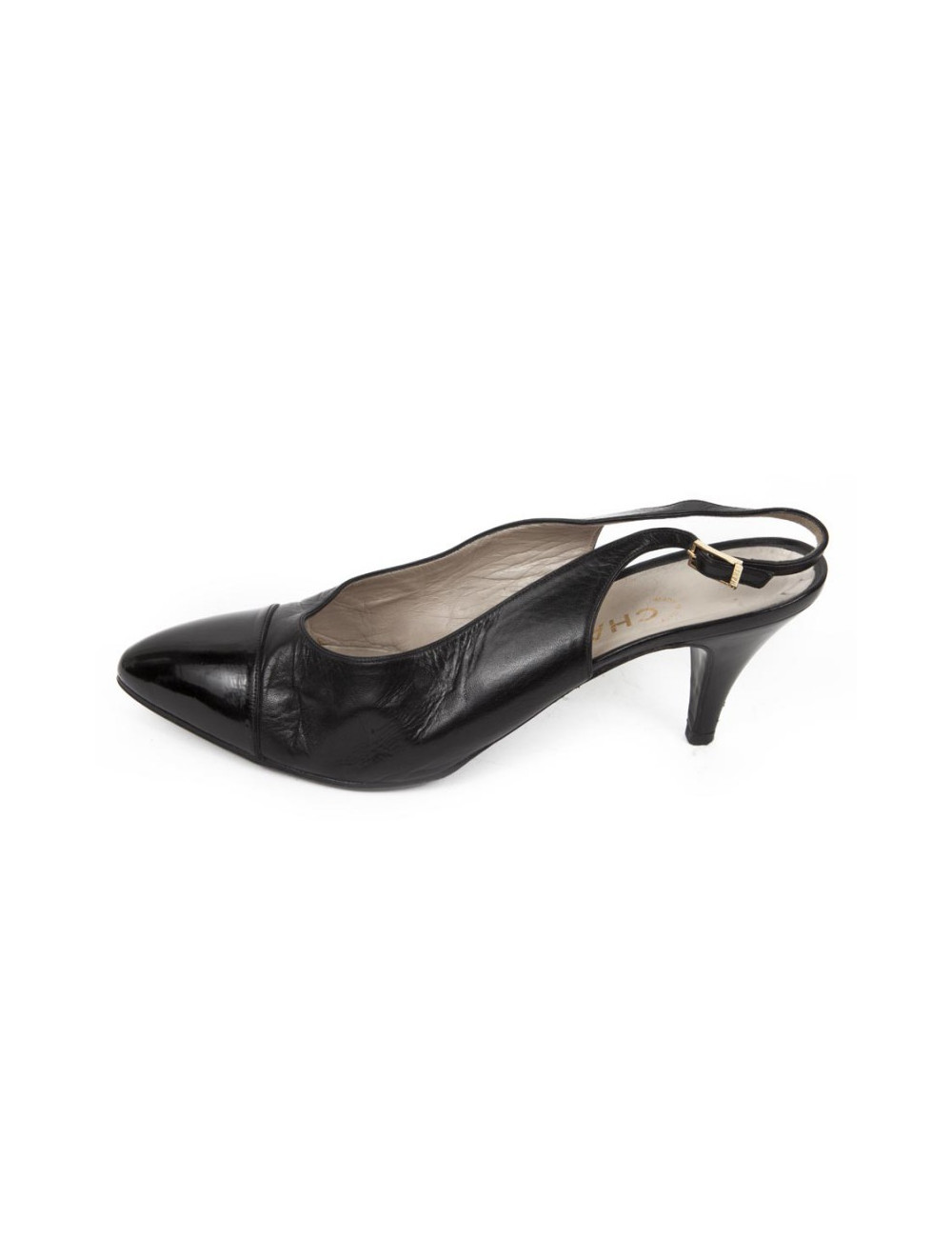 Sandales CHANEL T 9.5 (40.5) cuir d'agneau noir