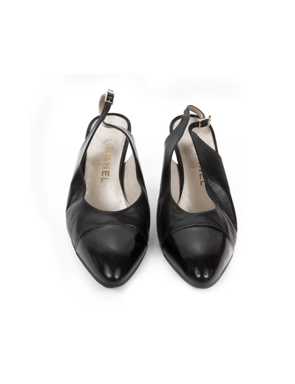 Sandales CHANEL T 9.5 (40.5) cuir d'agneau noir