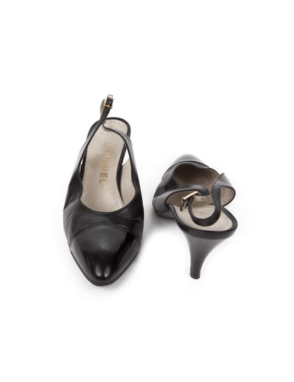 Sandales CHANEL T 9.5 (40.5) cuir d'agneau noir