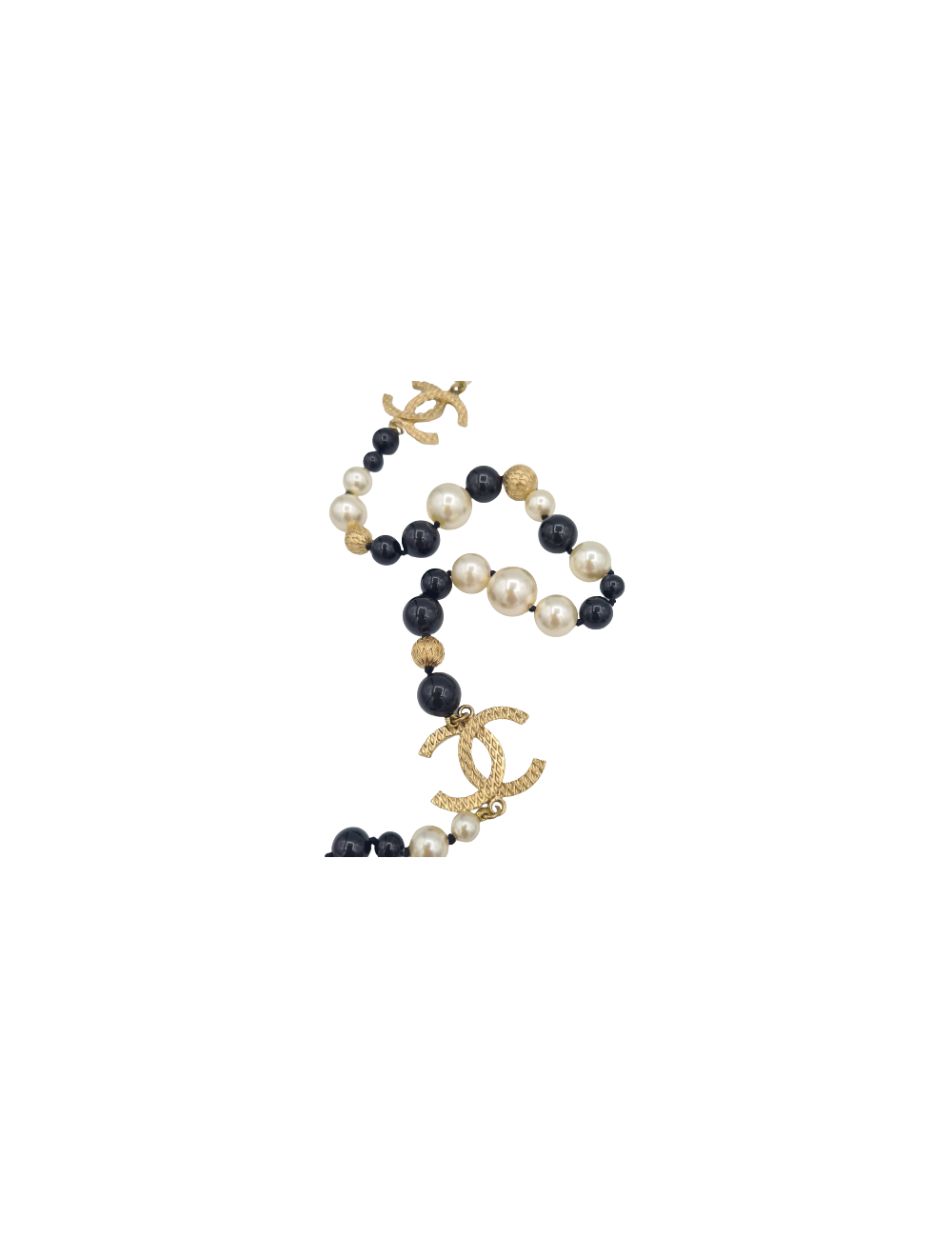 Sautoir CHANEL perles noires nacrées