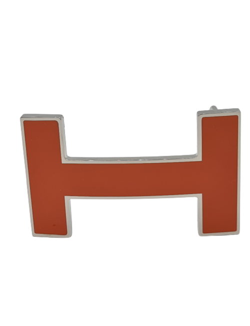Boucle H émaillée HERMES corail