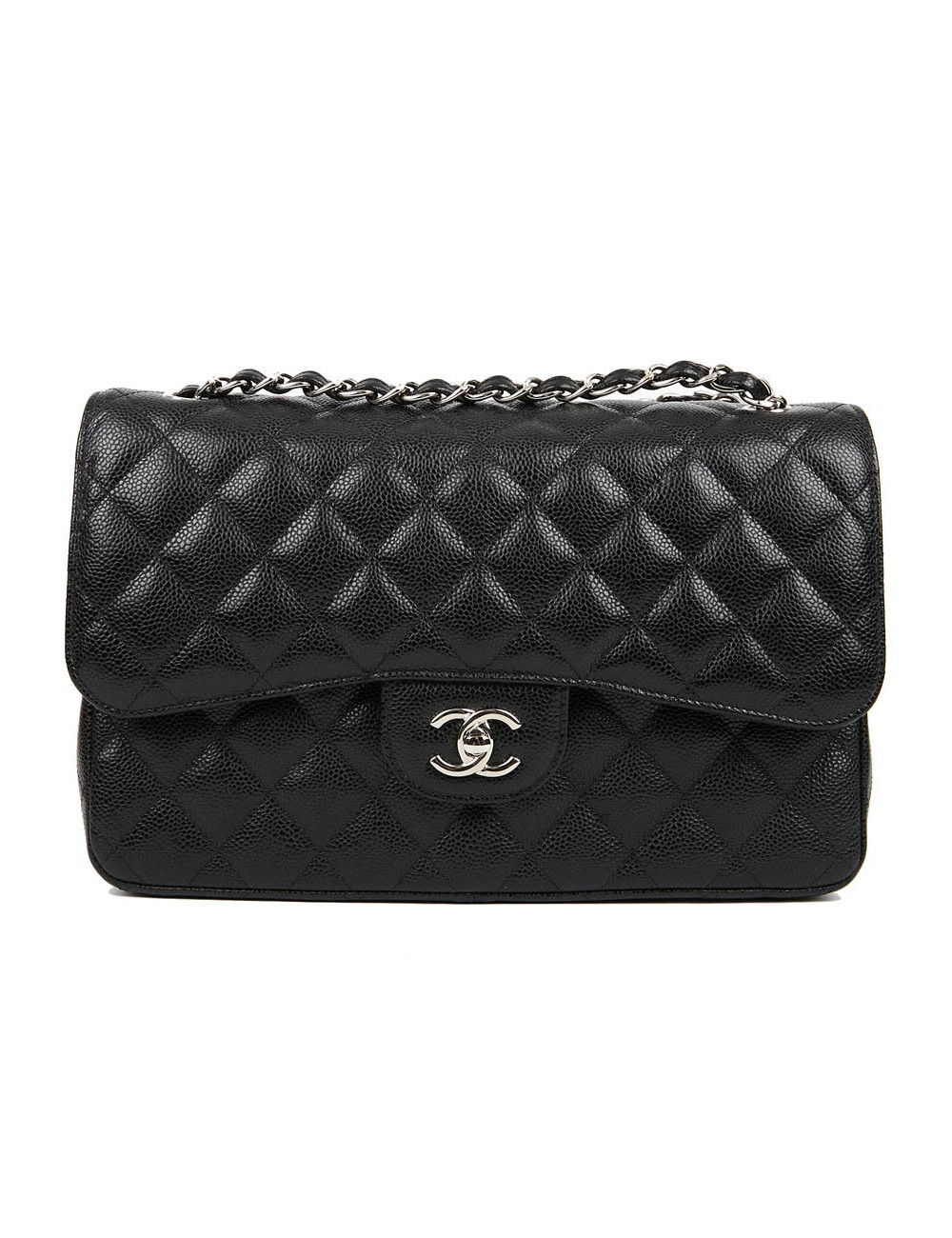 Sac Jumbo CHANEL en cuir grainé noir