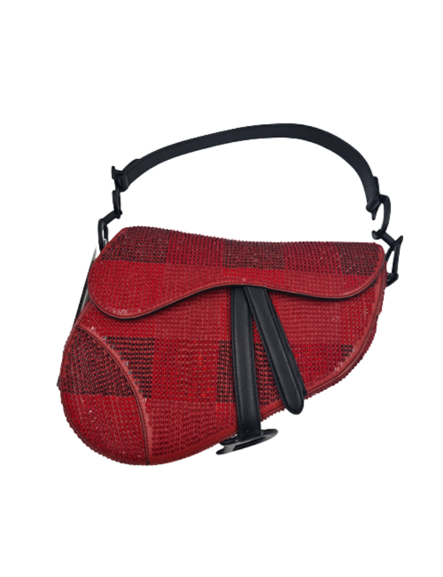 Saddle DIOR strass rouge noir