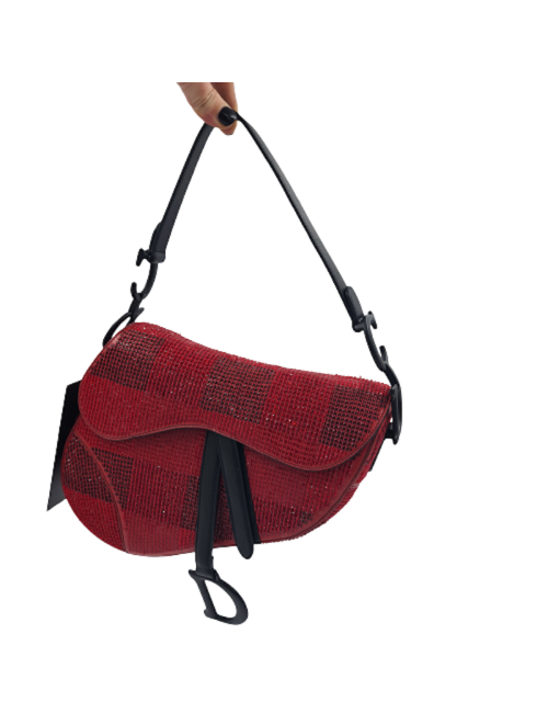  DIOR Saddle bag Limited edition red and black rhinestones