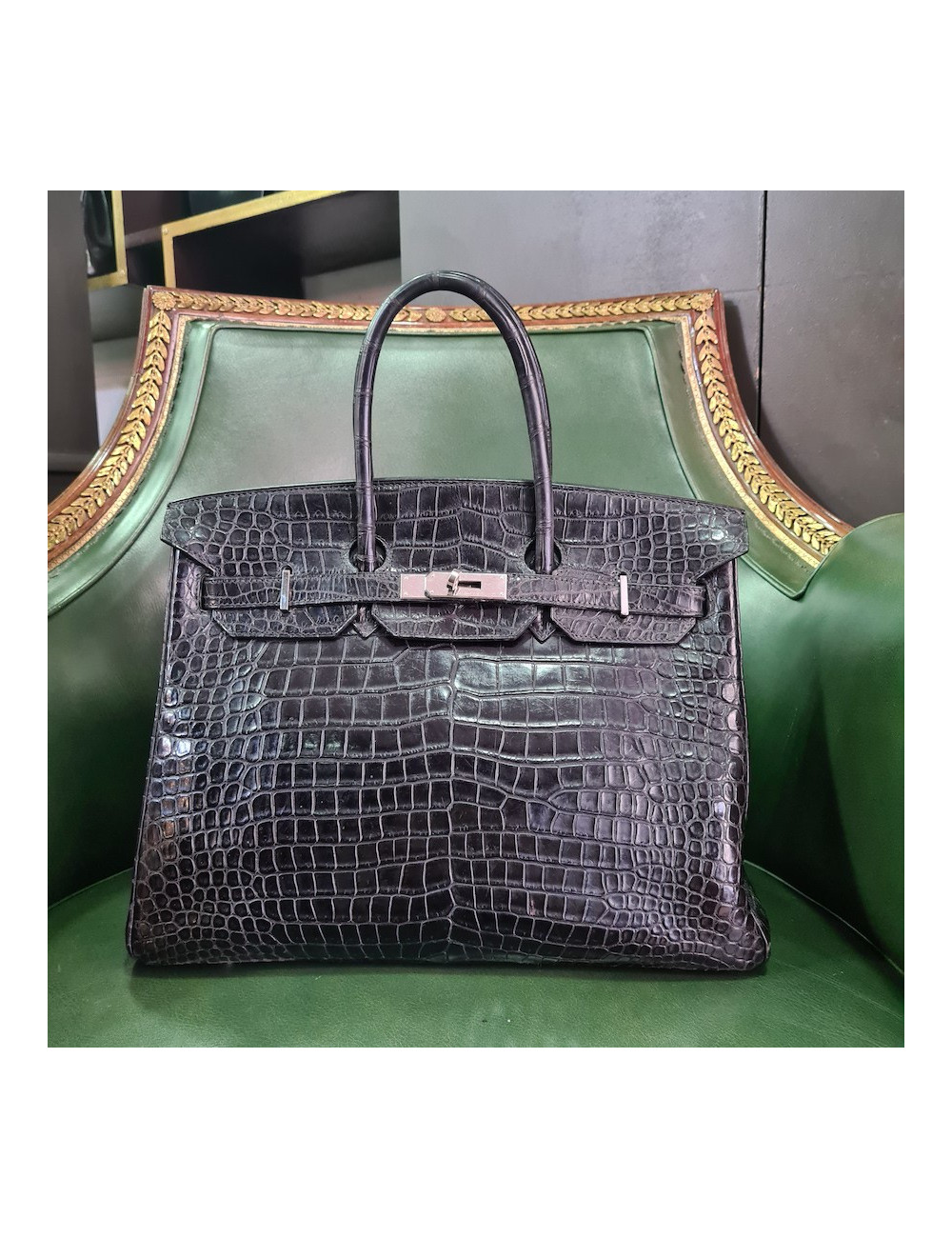 Birkin 35 HERMES porosus noir