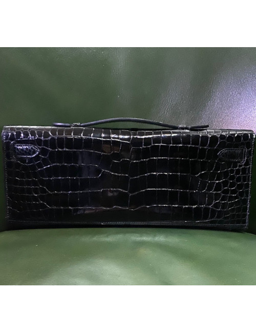 Kelly cut HERMES crocodile porosus noir