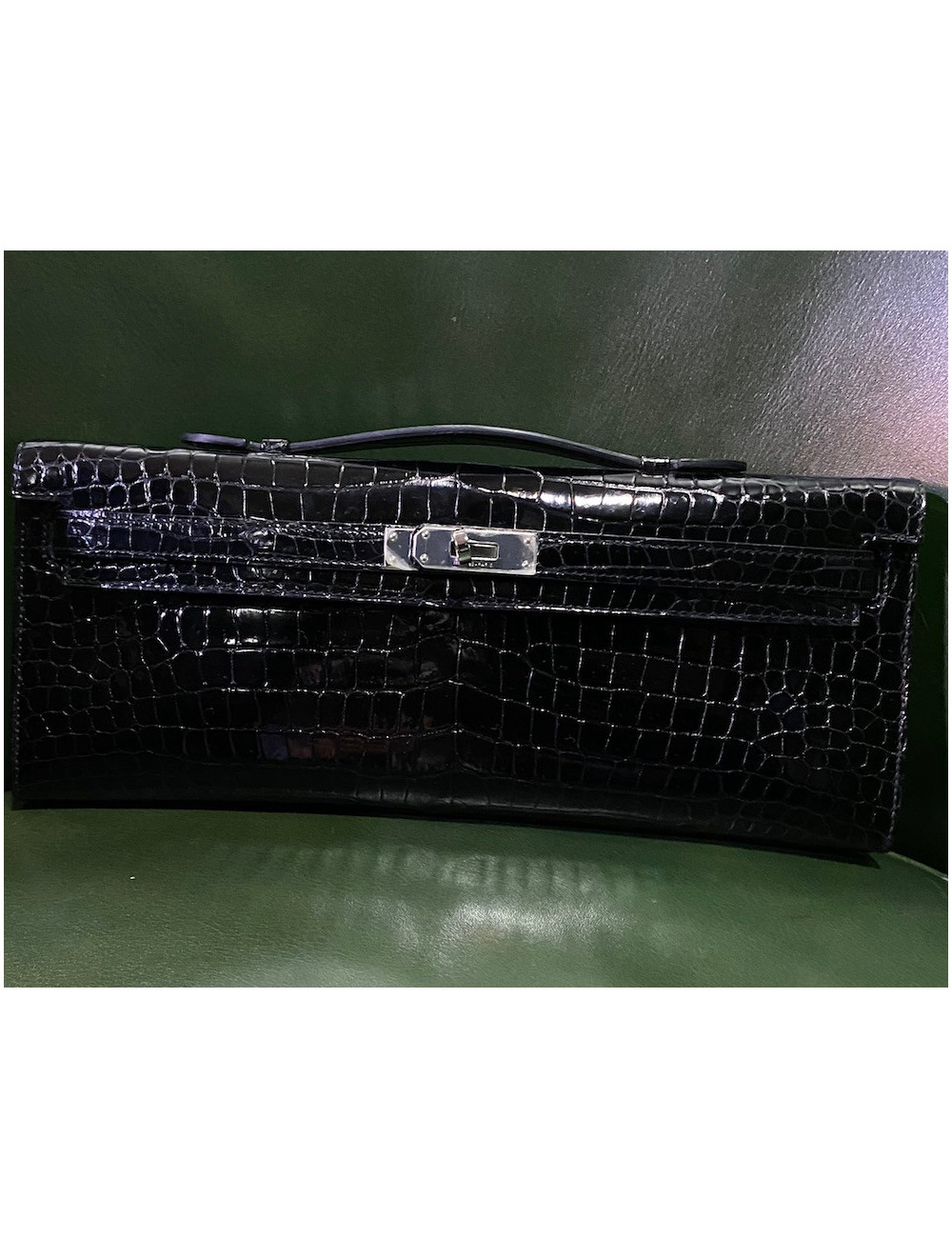 Kelly cut HERMES crocodile porosus noir