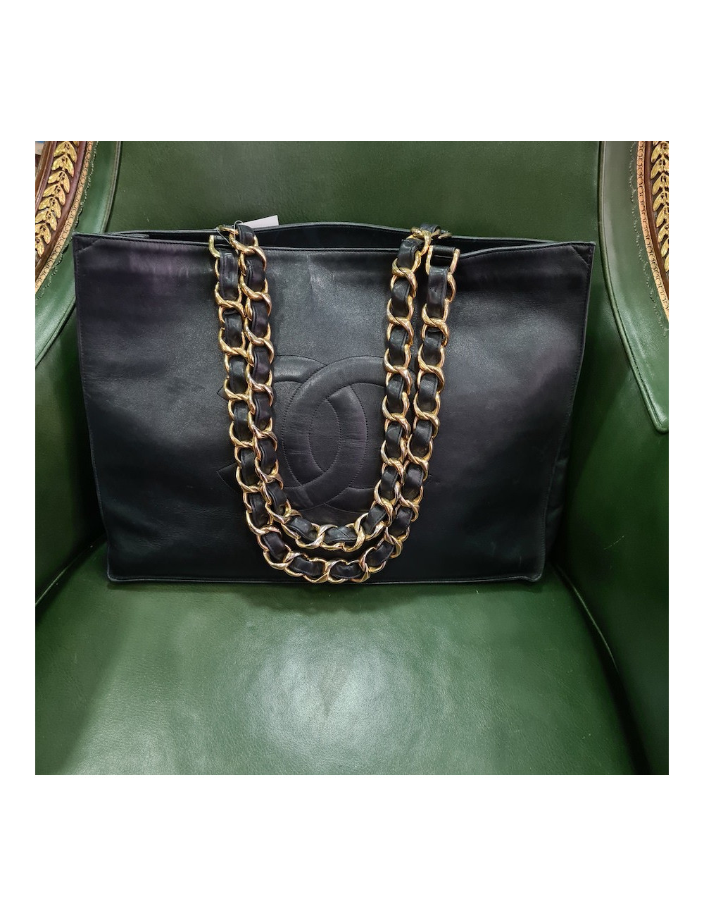 Cabas CHANEL 1990's cuir noir