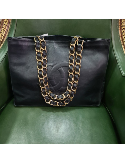 Cabas CHANEL 1990's cuir noir