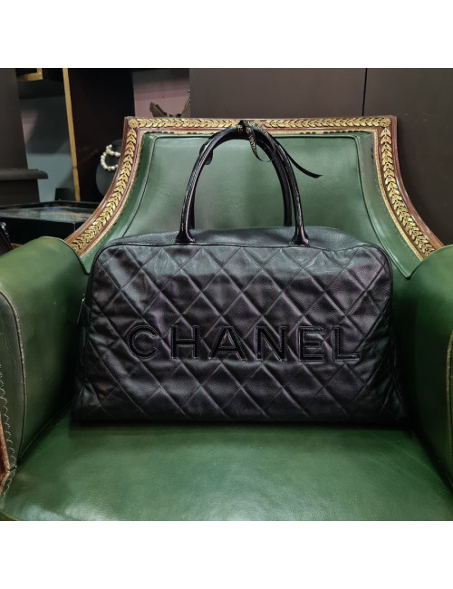 Sac 24H CHANEL cuir caviar noir
