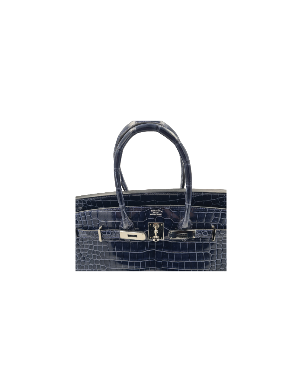 Birkin 35 HERMES Porosus bleu marine