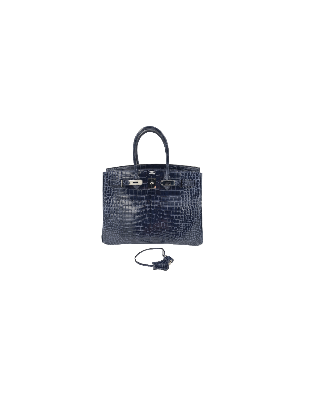 Birkin 35 HERMES Porosus bleu marine