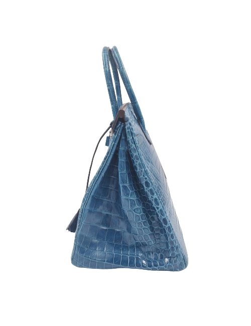 Birkin 35 HEMES crocodile Porosus bleu Mykonos