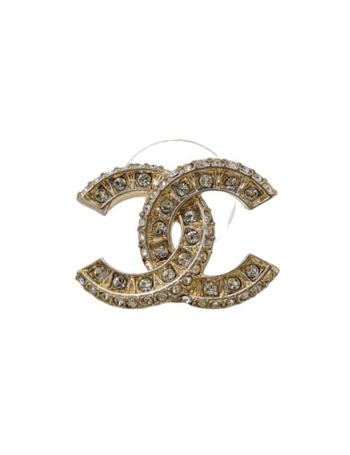 Clous d’oreille CHANEL or pâle strass