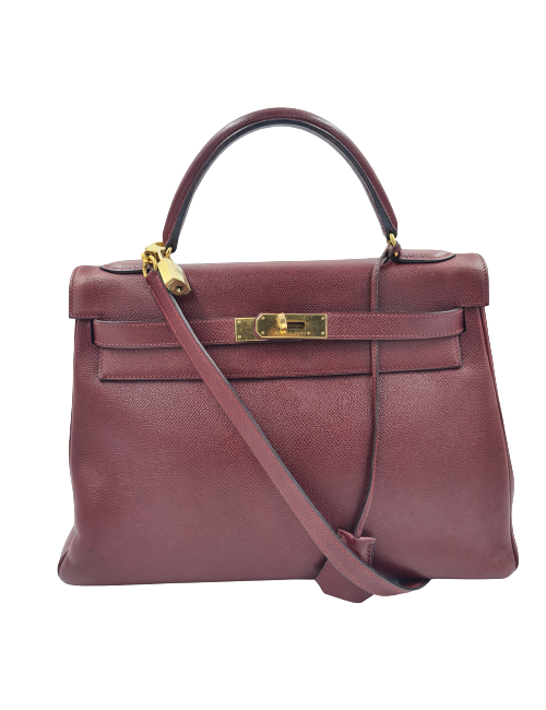 Kelly 32 HERMES rouge H grainé