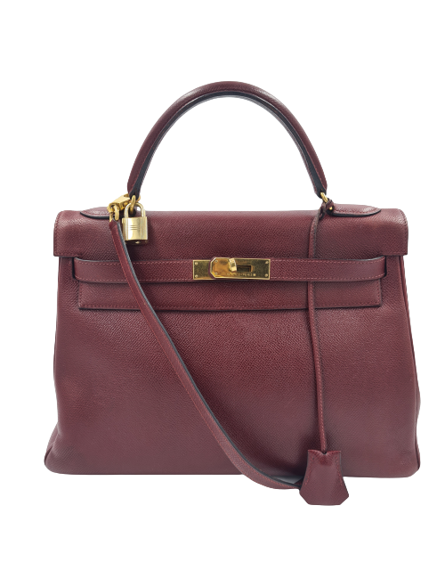 Kelly 32 HERMES rouge H grainé