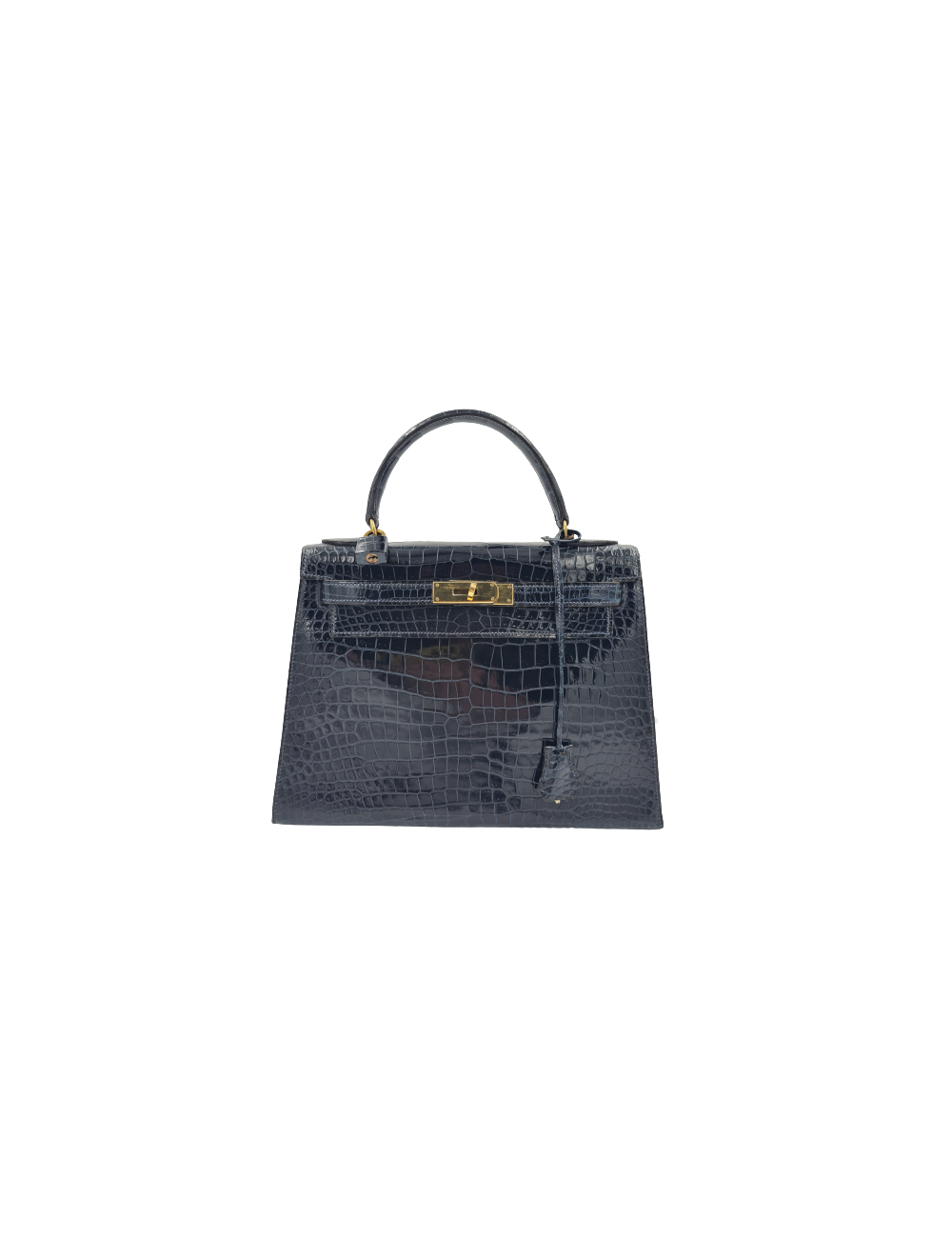 Kelly 28 HERMES crocodile porosus bleu nuit