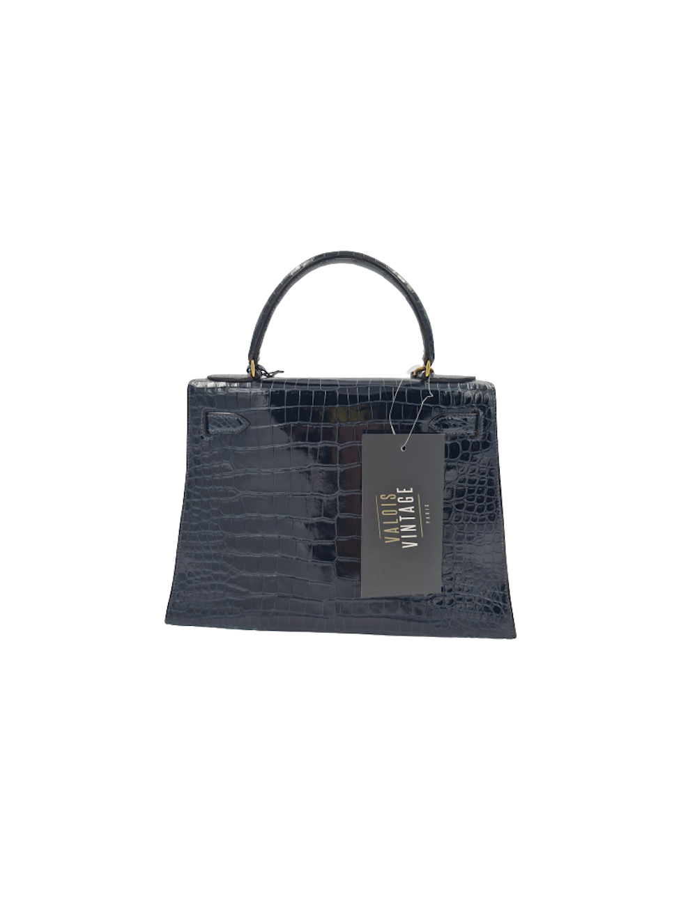 Kelly 28 HERMES crocodile porosus bleu nuit