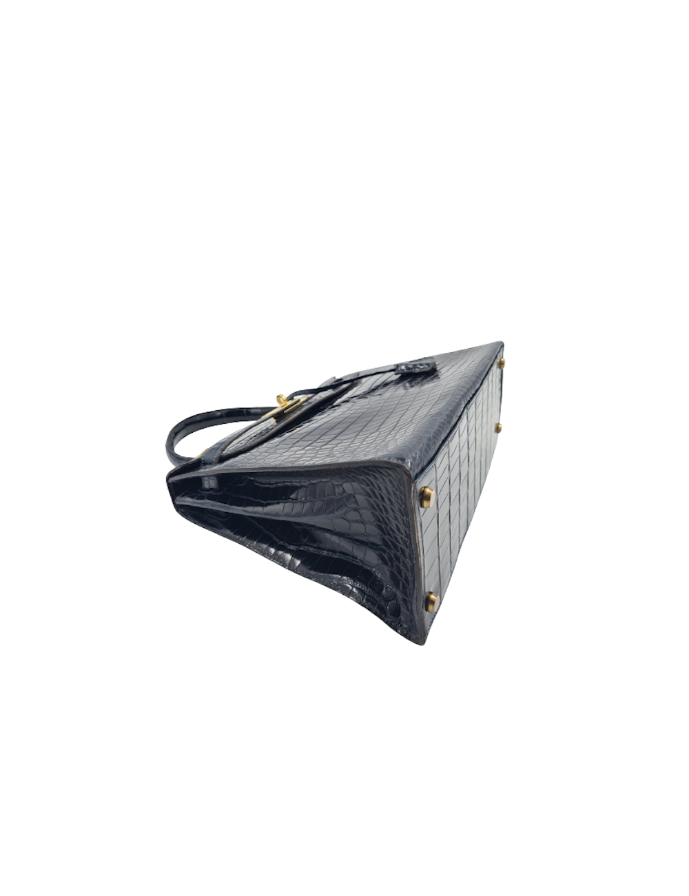 Kelly 28 HERMES crocodile porosus bleu nuit