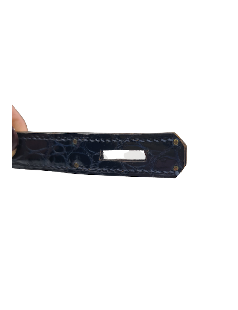 Kelly 28 HERMES crocodile porosus bleu nuit