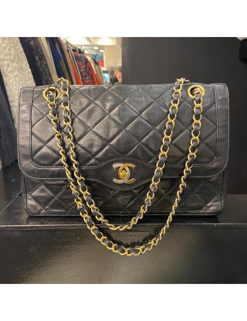 Sac couture CHANEL vintage noir