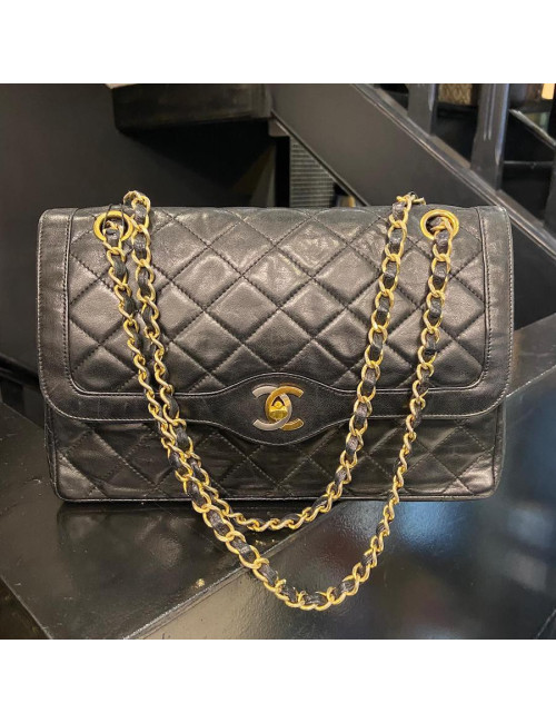 Sac couture CHANEL vintage noir