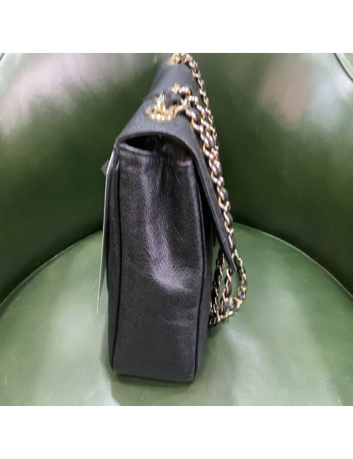 Sac CHANEL Jumbo cuir grainé noir 
