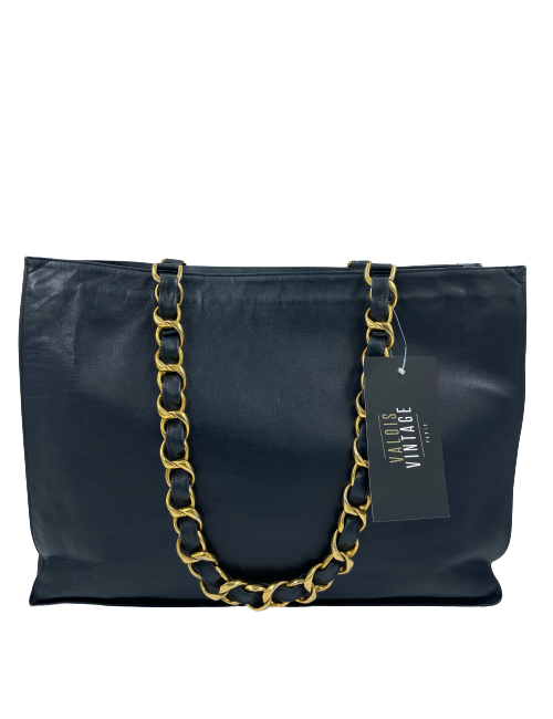 Cabas CHANEL 1990's cuir noir