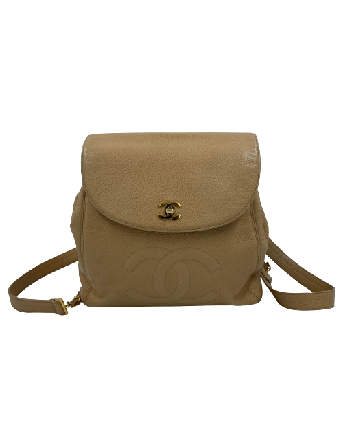 Sac à dos CHANEL cuir grainé beige