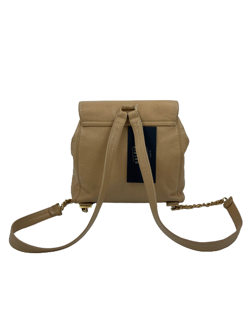 Sac à dos CHANEL cuir grainé beige