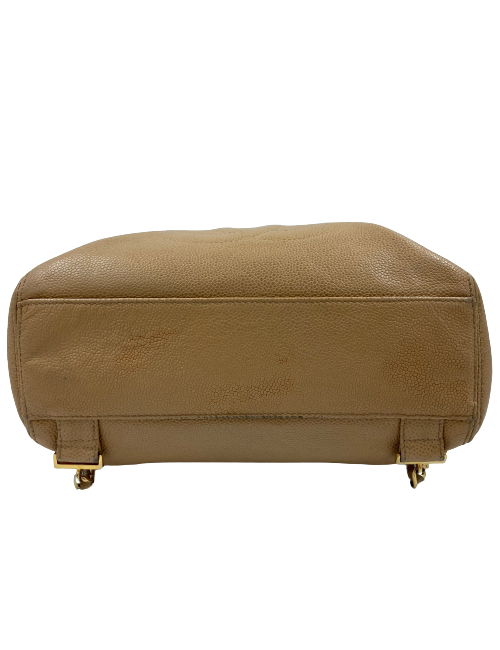 Sac à dos CHANEL cuir grainé beige